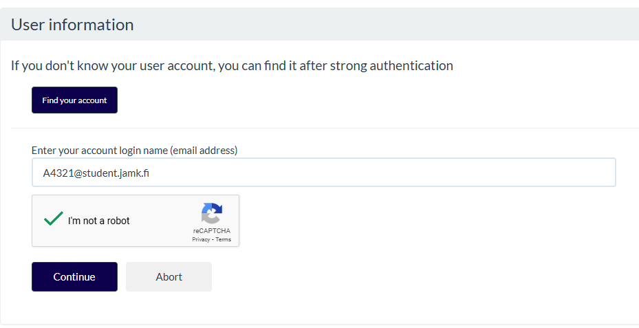 Fill your email address onto "User" -field.