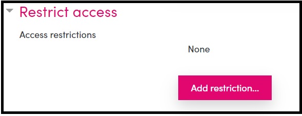 Screenshot of restrict access settings