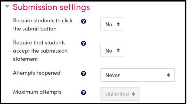 moodle assignment submission settings