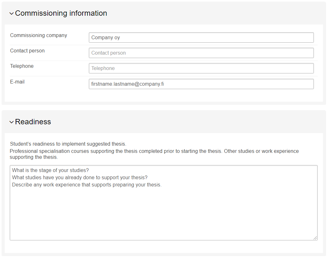 Describing the commissioner’s information and capabilities on the topic proposal form