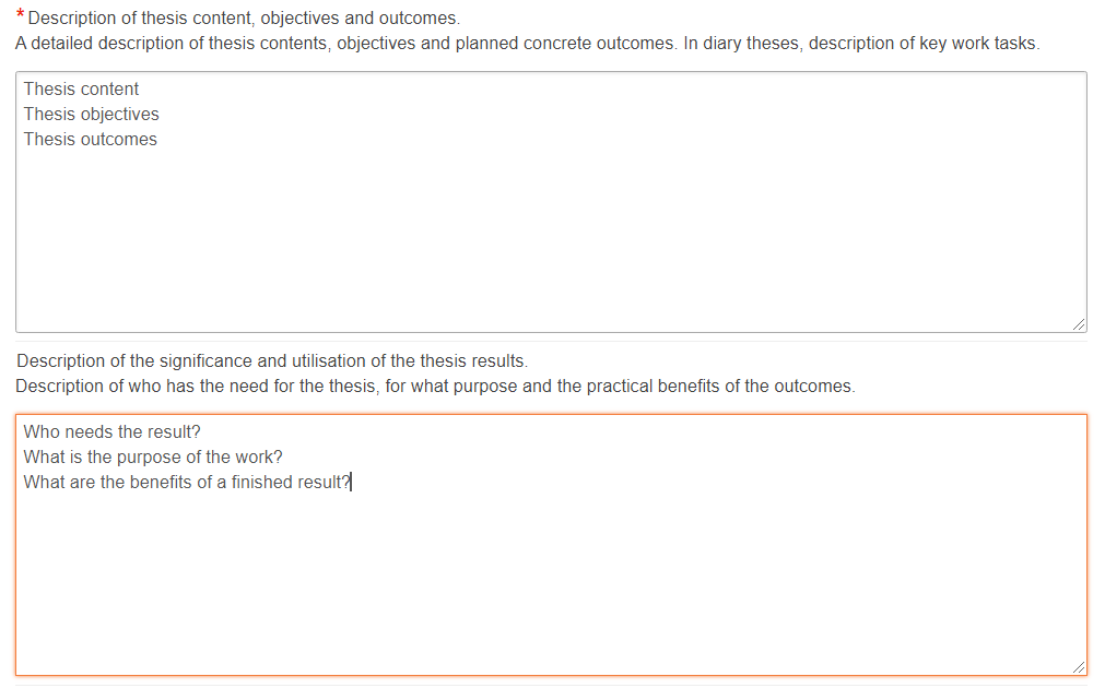 Describing the significance of the content and results of the work on the topic proposal form