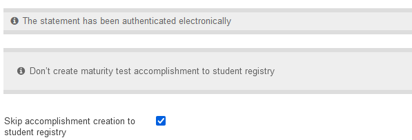 Bypassing the transition of the study attainment on the assessment form