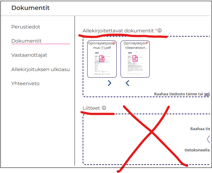 Allekirjoitettavat dokumentit
