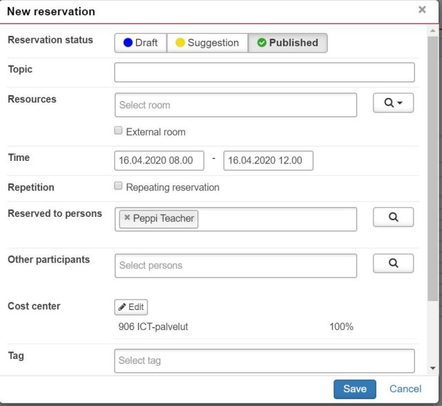 Reservation form