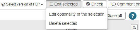 Picture of PLP management select studies -tabs edit selection button