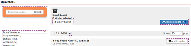 Picture of PLP guidance add studies to PLP views study search function