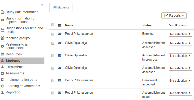 Picture of implementations student -tab