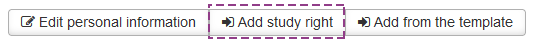 Picture of Students personal information pages add study right button