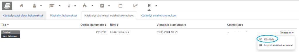 Esiahothakemuksen avaaminen