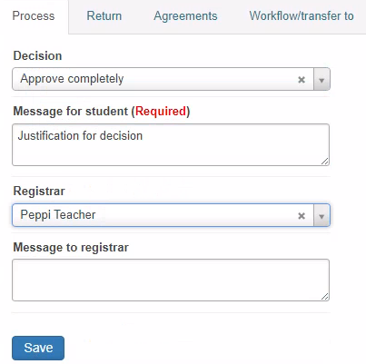 Recording the exemption decision