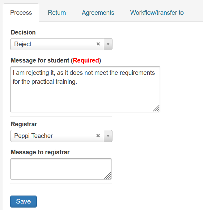 Rejecting the application