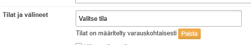 Varauslomakkeen näkymä toistuville varauksille ja niiden valintojen tyhjentäminen