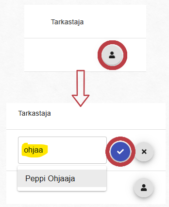 Kuva tarkastajan lisäämisestä ja vaihtamisesta