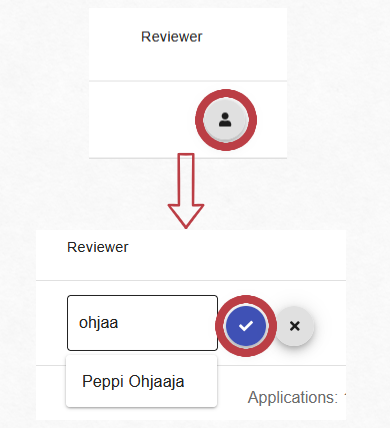 Picture showing how to change application reviewer