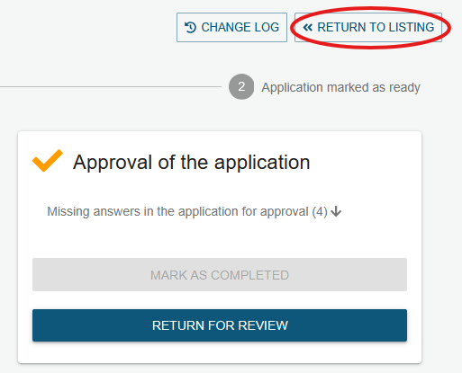 Approver view how to return to listing