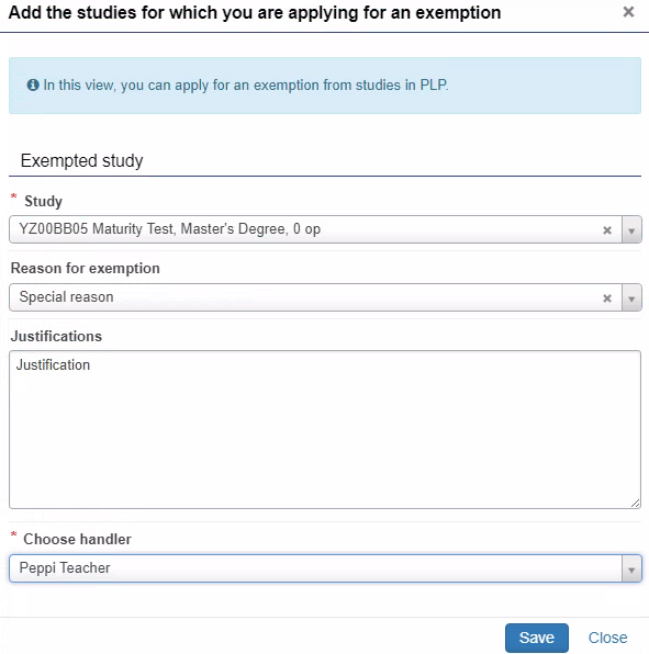 The studies for which you are applying for an exemption