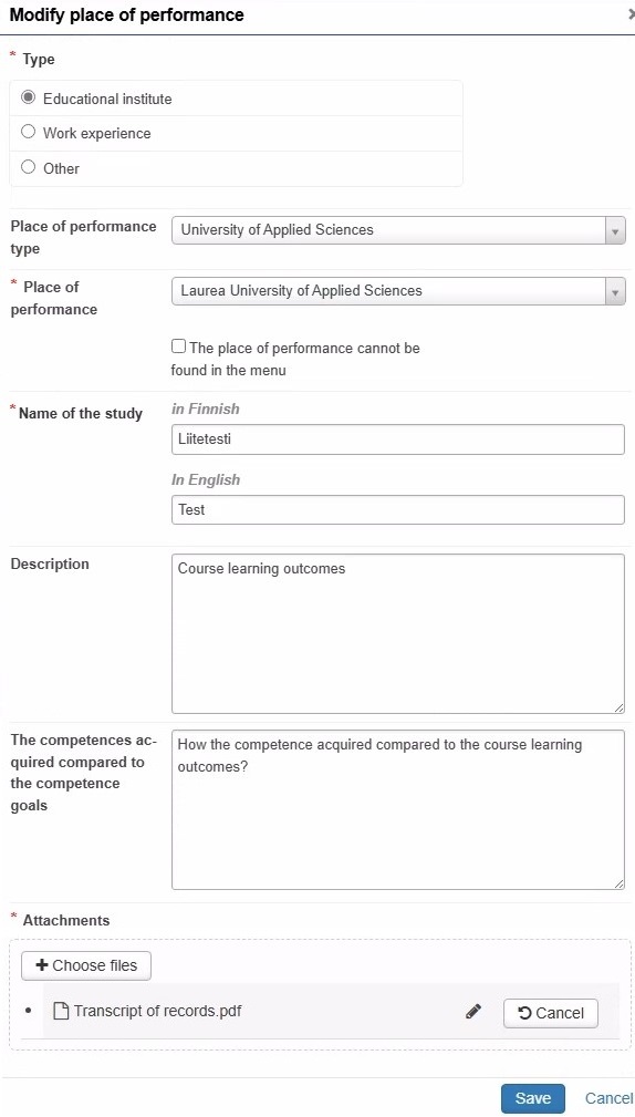 Place of performance details