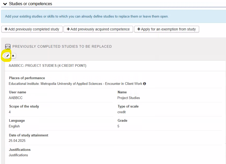 Changing the type of accreditation for an application