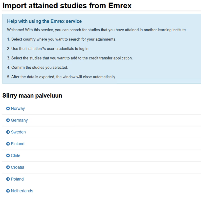 Select the country of the higher education institution