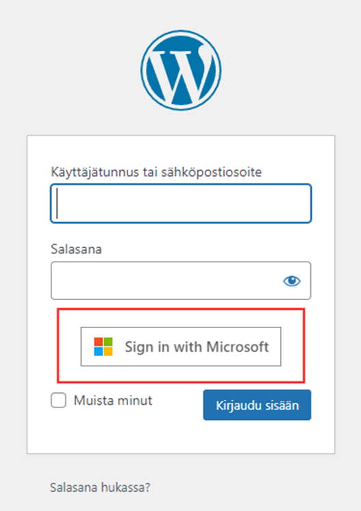 microsoft login näkymä