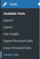 Tools, Delete site